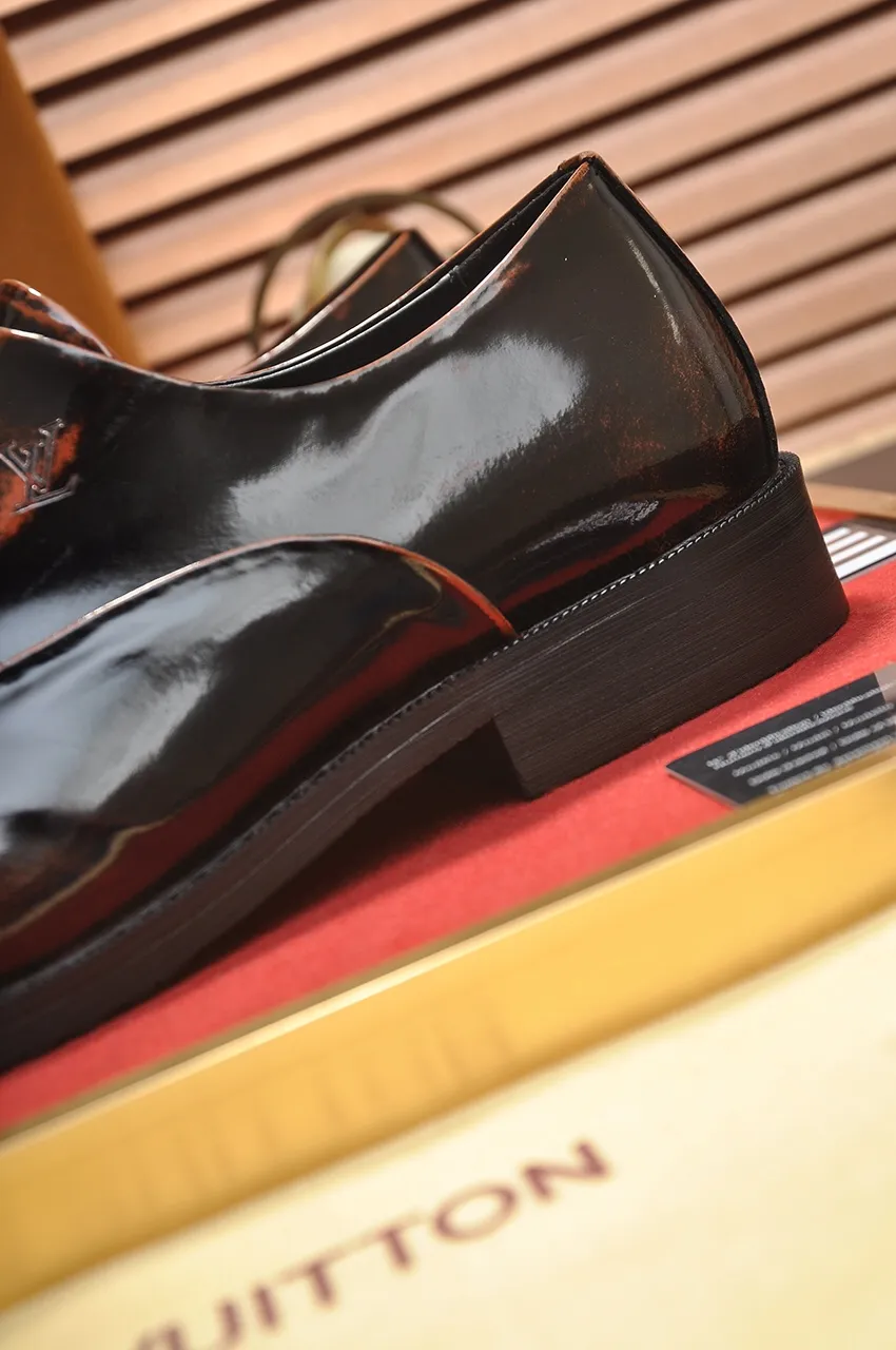 Men's shoes💰460💶【LOUIS VUITTON】(sheepskin lining) new cowhide LV formal shoes🎩🎩❗️🆘made one to one at the counter🎩original quality, imported cowhide upper➕full sheepskin lining➕original rubber outsole, {high quality visible}👣Size: 38-45 (45 custom-made)